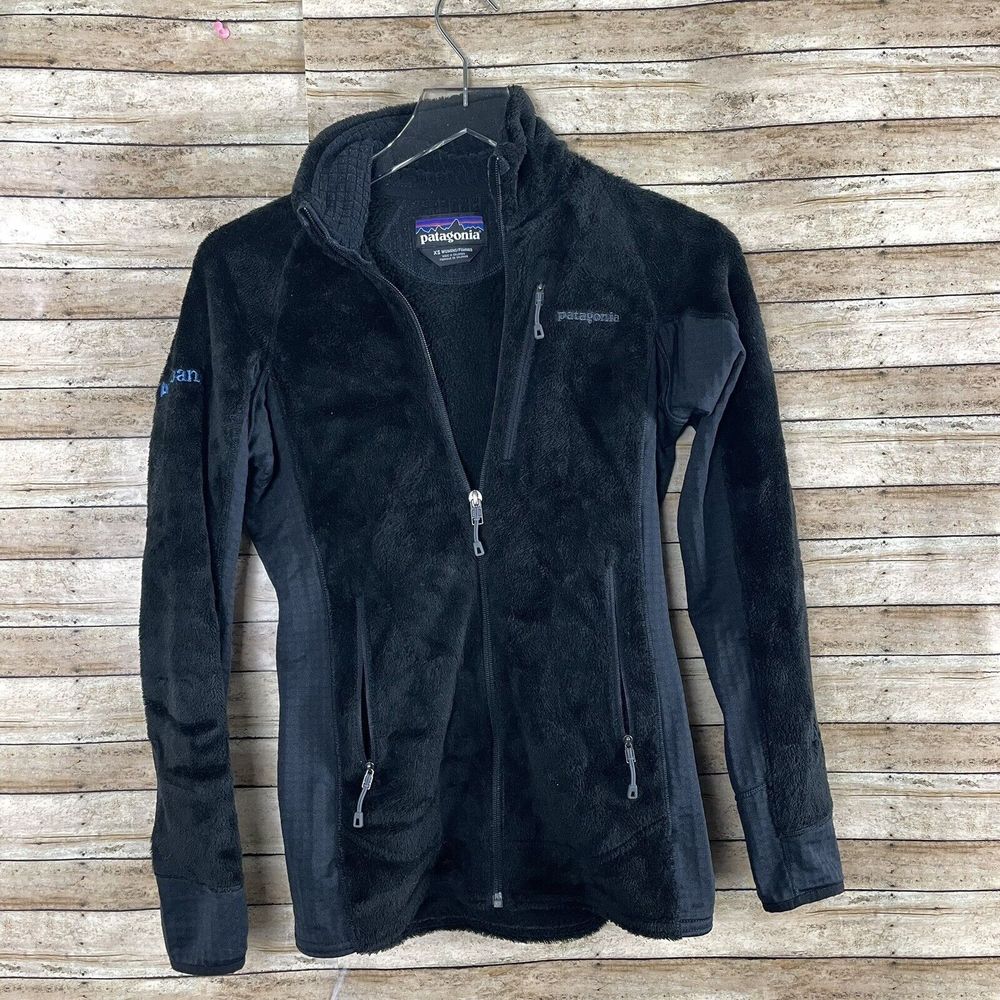 Patagonia Jacket Womens XS Black R2 Fleece PolarTec Jacket Embroidered *